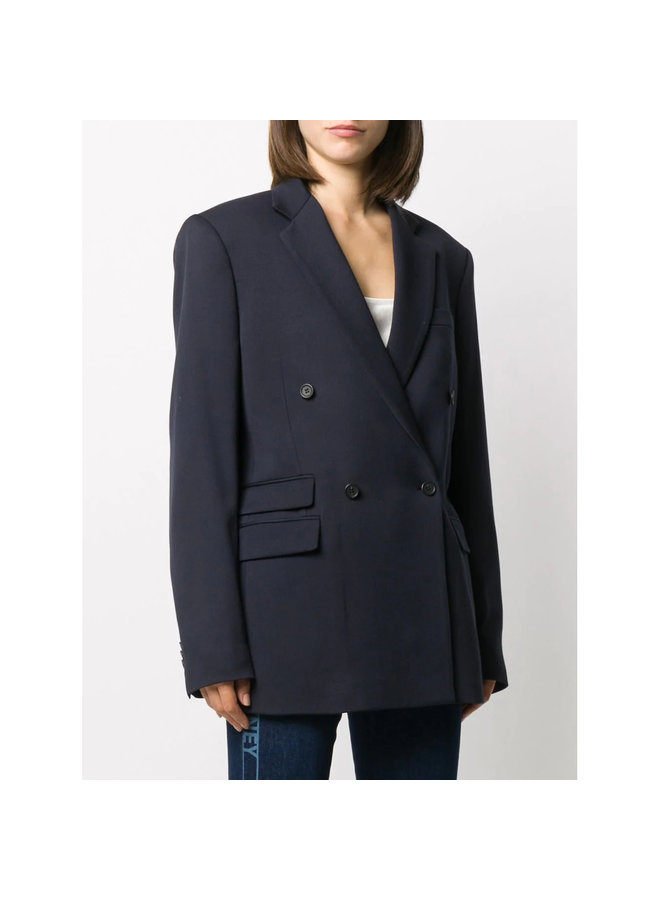 Double-breasted Blazer Jacket in Wool in Navy