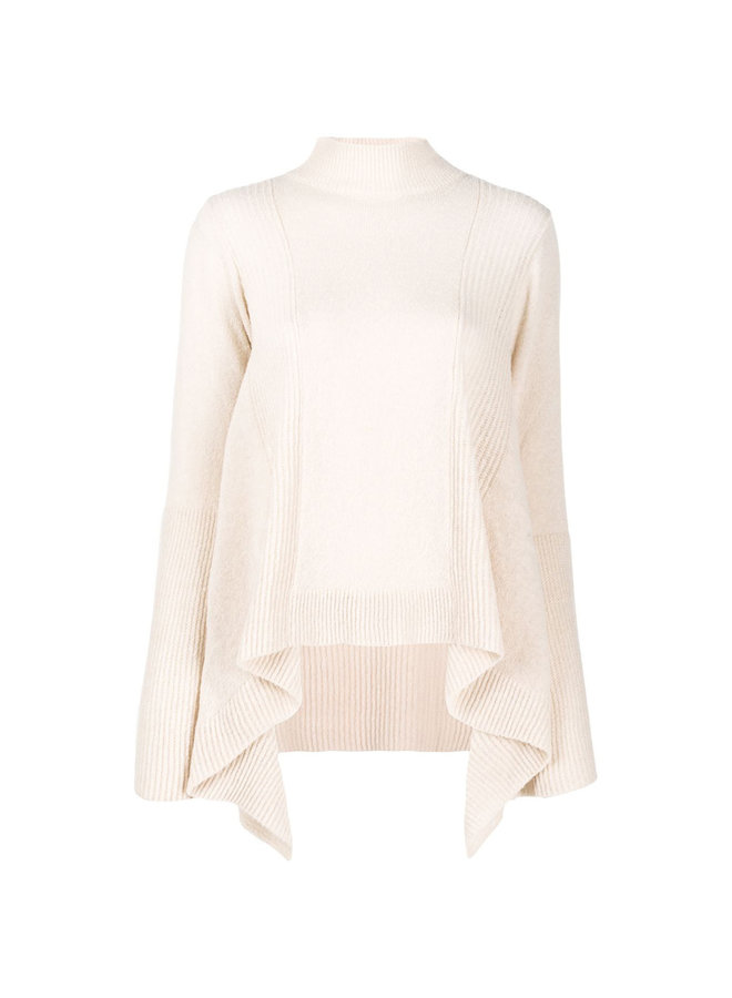 Asymmetric Ribbed Knitted Jumper in Wool Blend