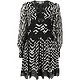 Wave-stripe Long-sleeve Silk Dress in Black and Ivory