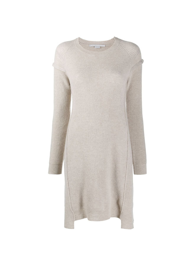 Ribbed Knitted Dress in Virgin Wool and Alpaca