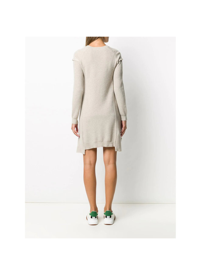 Ribbed Knitted Dress in Virgin Wool and Alpaca in Beige