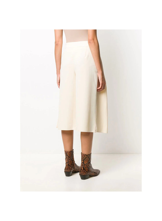 Wide Leg Cropped Tailored Trousers in Beige