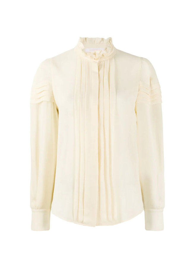 Puff-Shoulder Semi Sheer Blouse