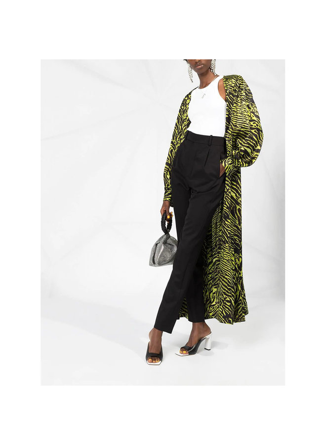 High Waist Skinny Leg Pants in Wool in Black