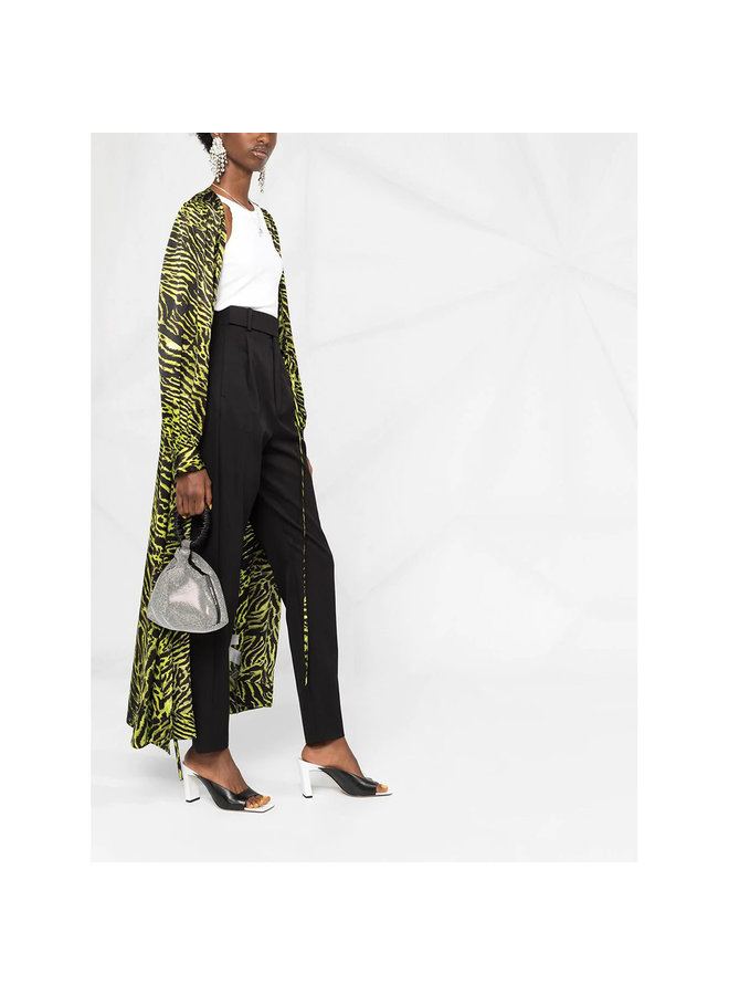 High Waist Skinny Leg Pants in Wool in Black