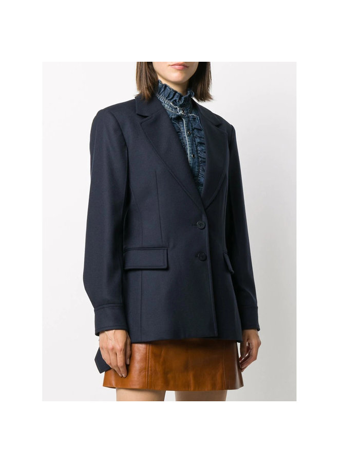 Tailored Blazer Jacket in Stretch Virgin Wool in Blue