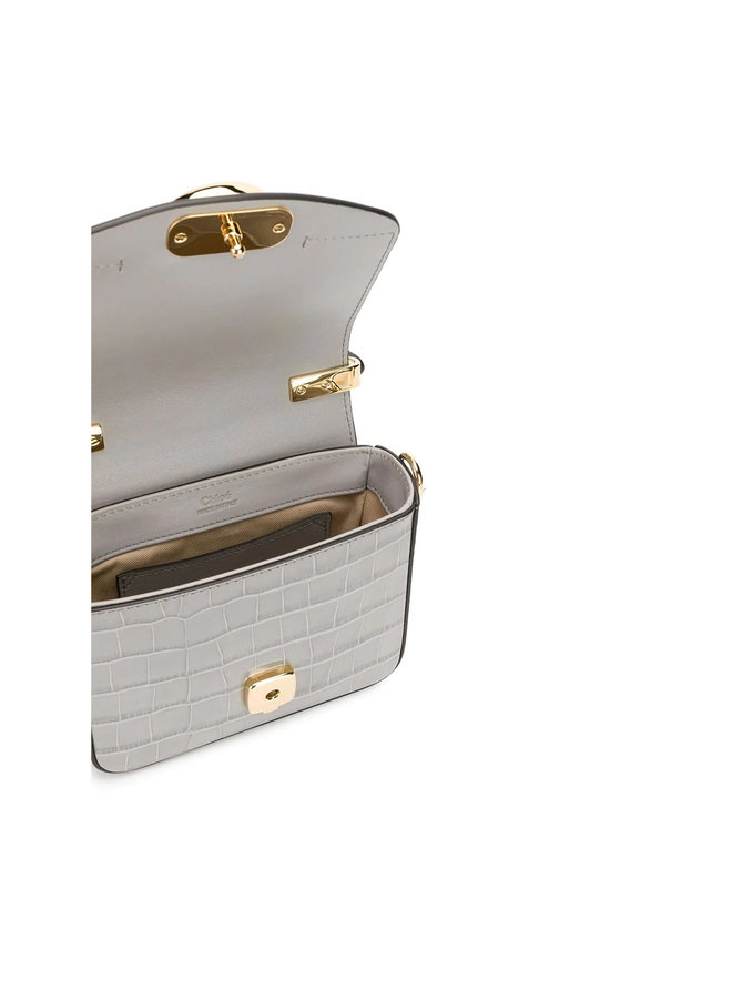 Crocodile Embossed C mini Bag in Stormy Grey