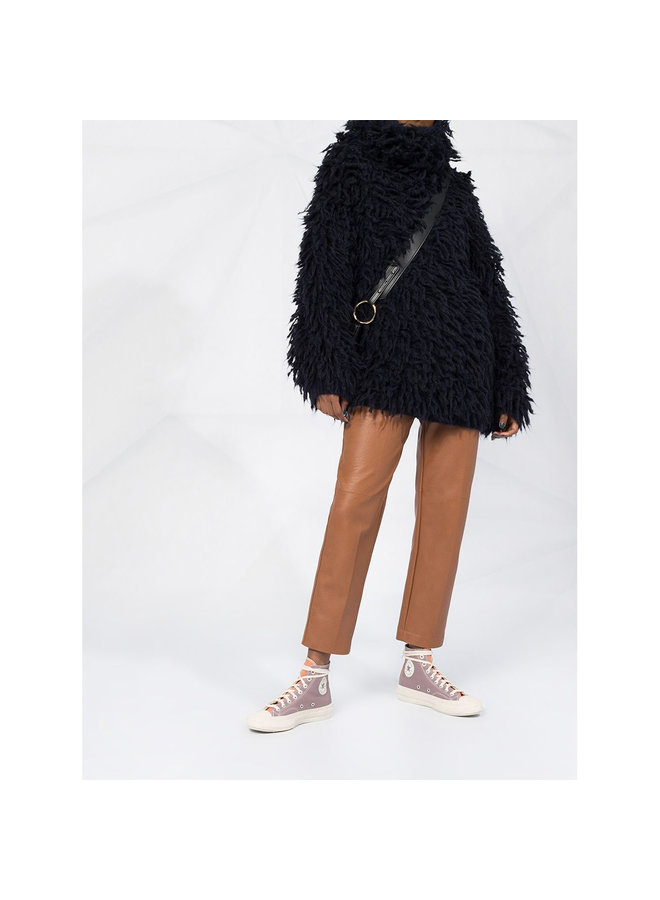 High Rise Faux-leather Trousers in Toffee Brown