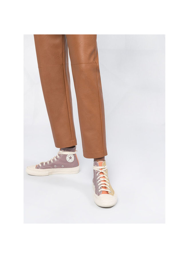 High Rise Faux-leather Trousers in Toffee Brown