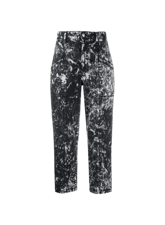 High Waist Cropped Printed Jeans