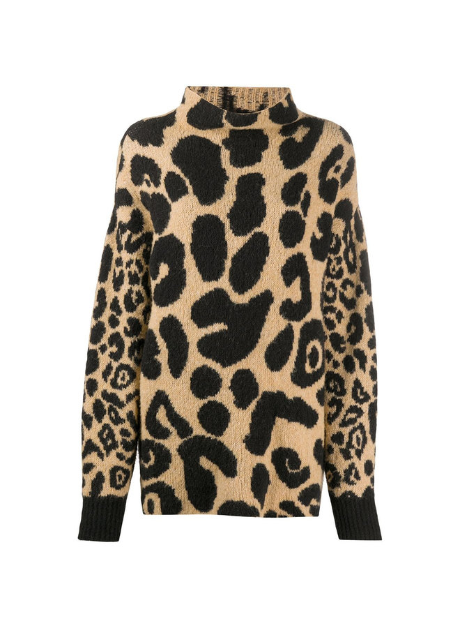 Leopard-print Wool Jumper