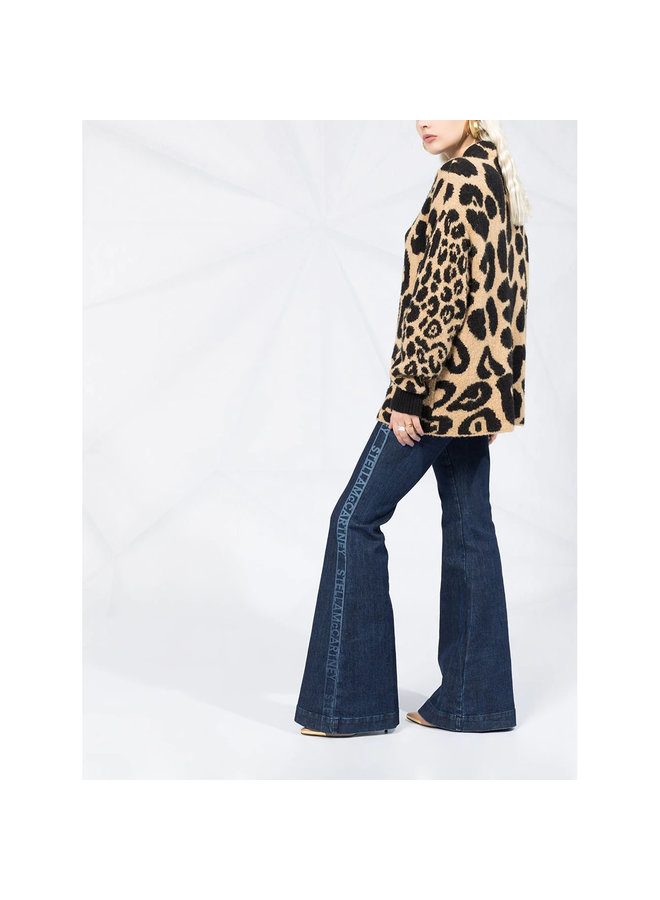 Leopard-print Wool Jumper in Camel/Black