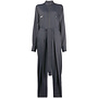 Tie-waist Denim Tapered Jumpsuit in Cotton Denim in Black