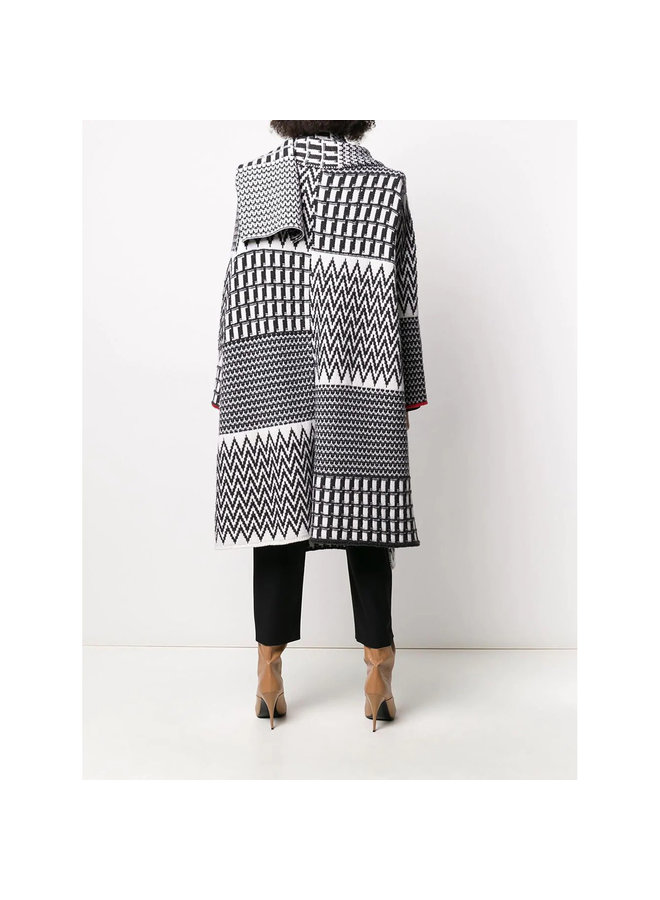 Oversize Fit Coat in Cotton in Chevron Winter White