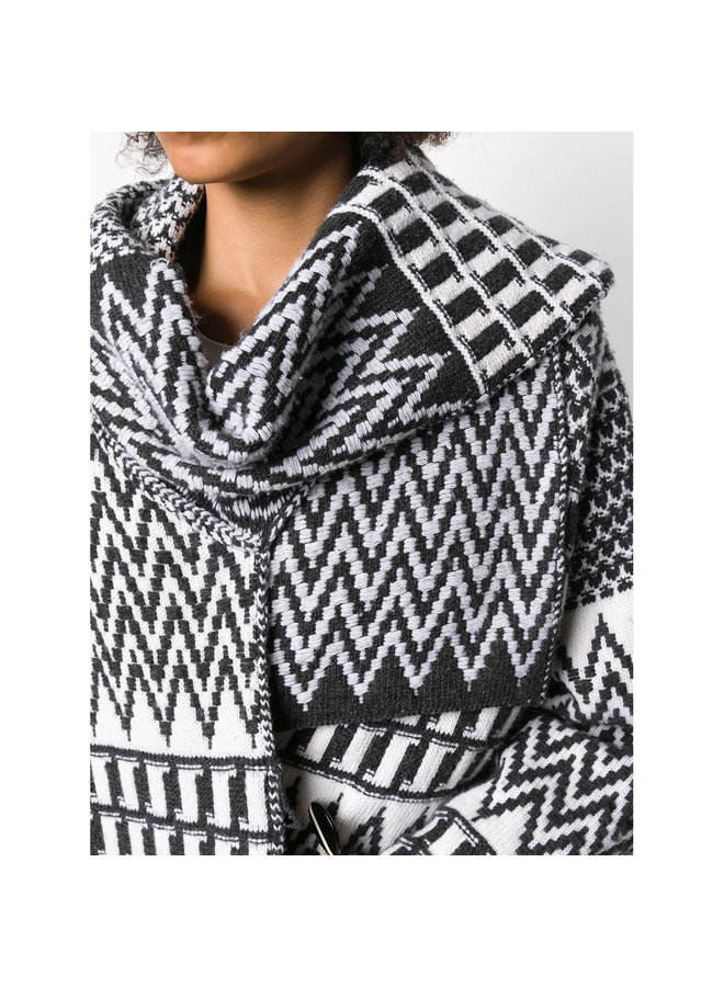 Oversize Fit Coat in Cotton in Chevron Winter White