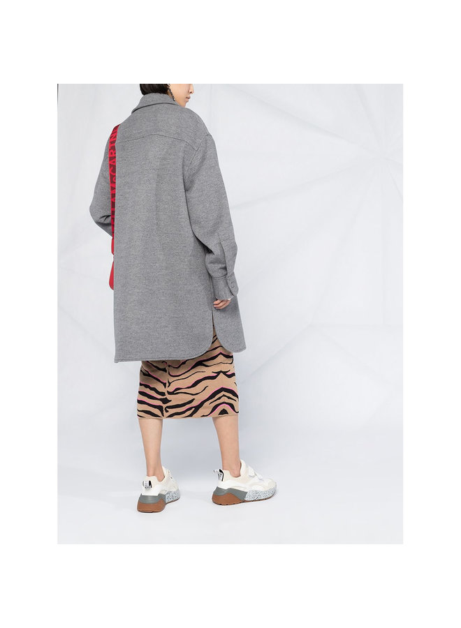 Drop Shoulder Coat in Wool in Grey Melange