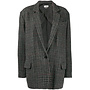 Oversized Checked Blazer Jacket in Wool in Grey