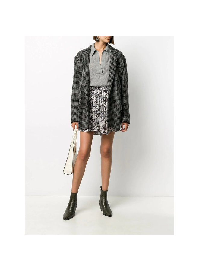 Oversized Checked Blazer Jacket in Wool in Grey