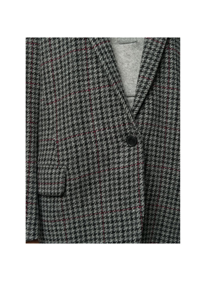 Oversized Checked Blazer Jacket in Wool in Grey