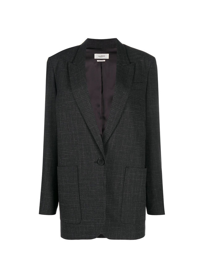 Oversized One Button Patterned Blazer Jacket