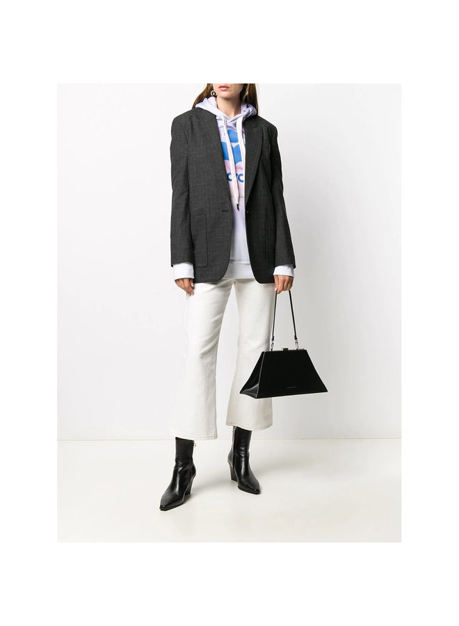 Oversized One Button Patterned Blazer Jacket in Black