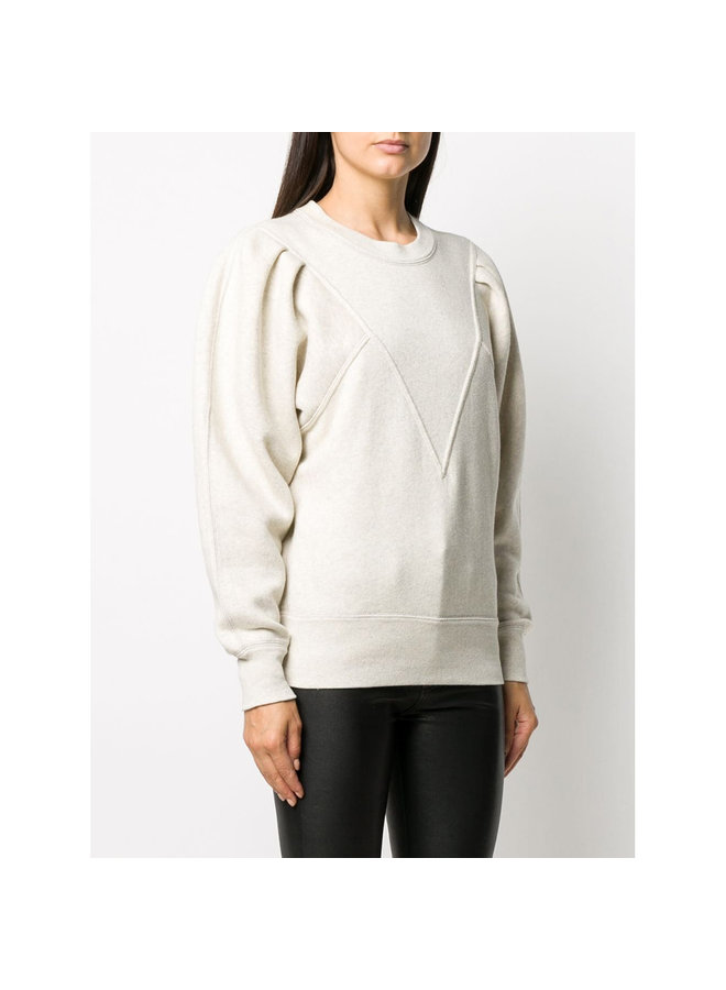 Crew Neck Jumper in Cotton in Ecru
