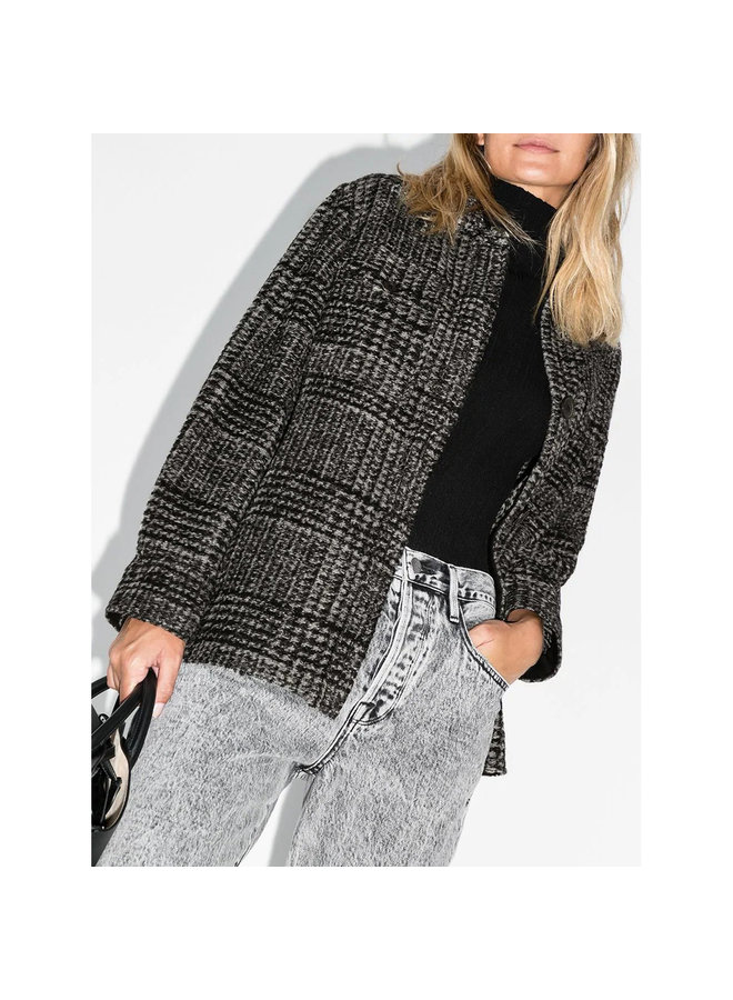 Shirt Jacket in Check Print in Black