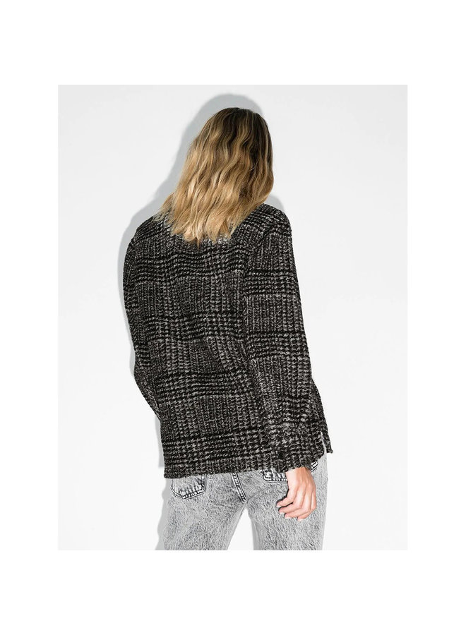 Shirt Jacket in Check Print in Black