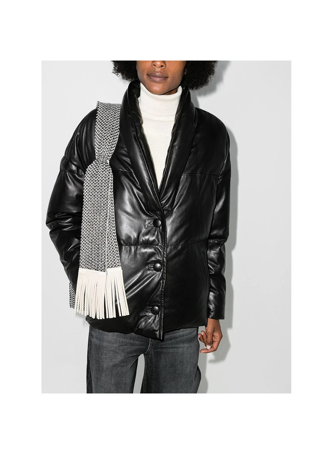 Puffer Jacket in Leather in Black