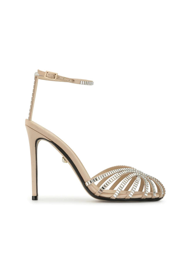 Penelope High Heel Sandal with Swarovski in Sand