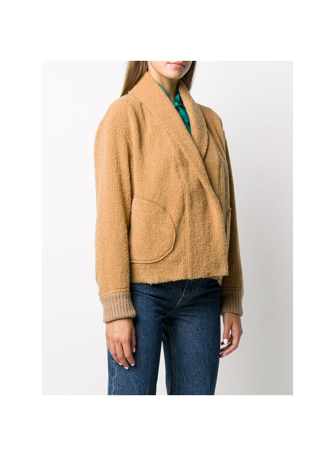 Bomber Jacket in Shearling Wool in Camel