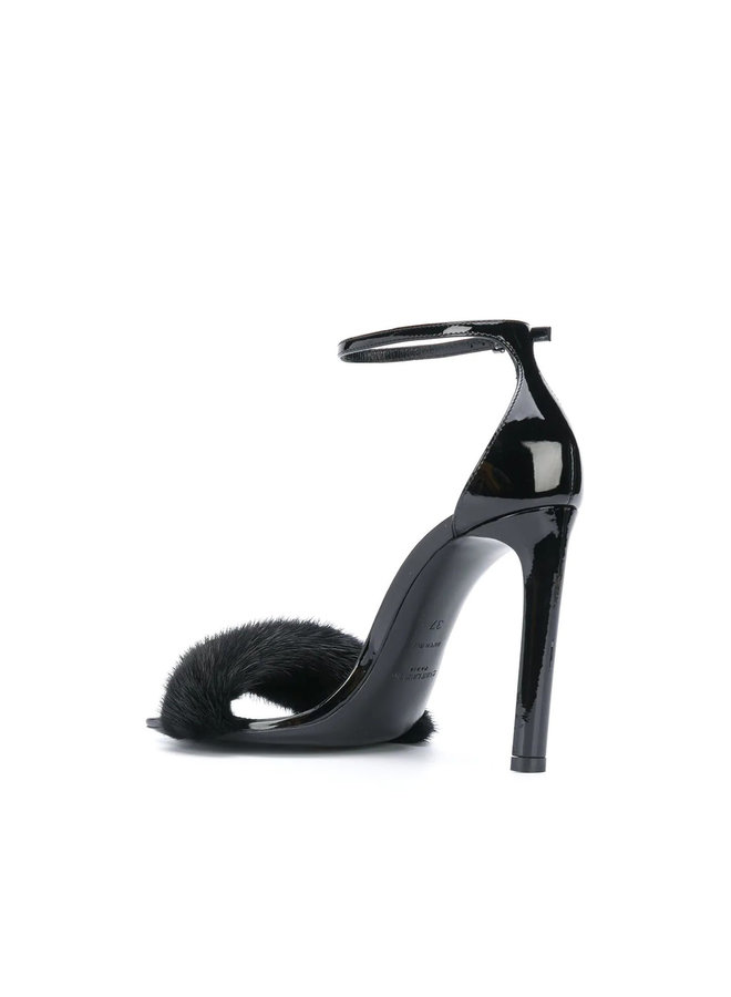 Bea High Heel Sandals with Fur in Black