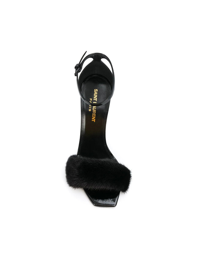 Bea High Heel Sandals with Fur in Black