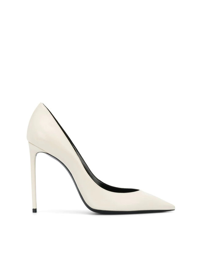 Zoe High Heel Pump in Leather in Pearl White