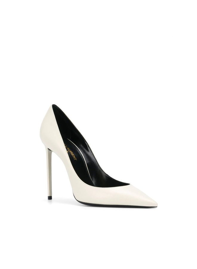 Zoe High Heel Pump in Leather in Pearl White