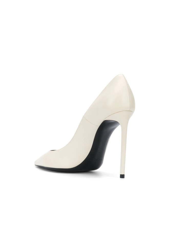 Zoe High Heel Pump in Leather in Pearl White