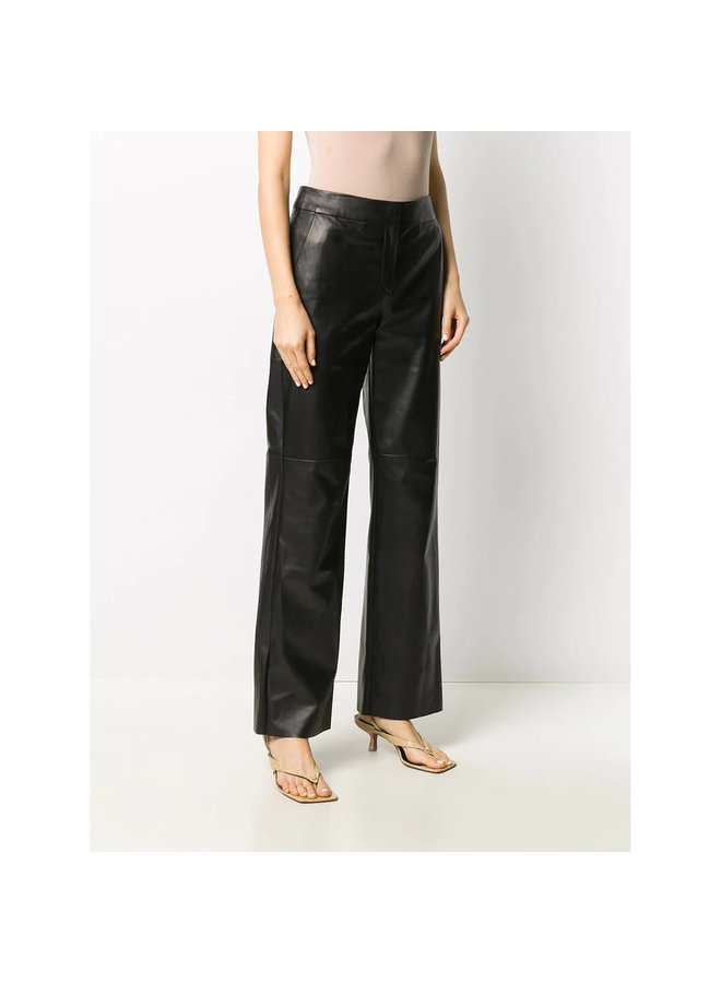 Straight Leg Pants in Leather in Black