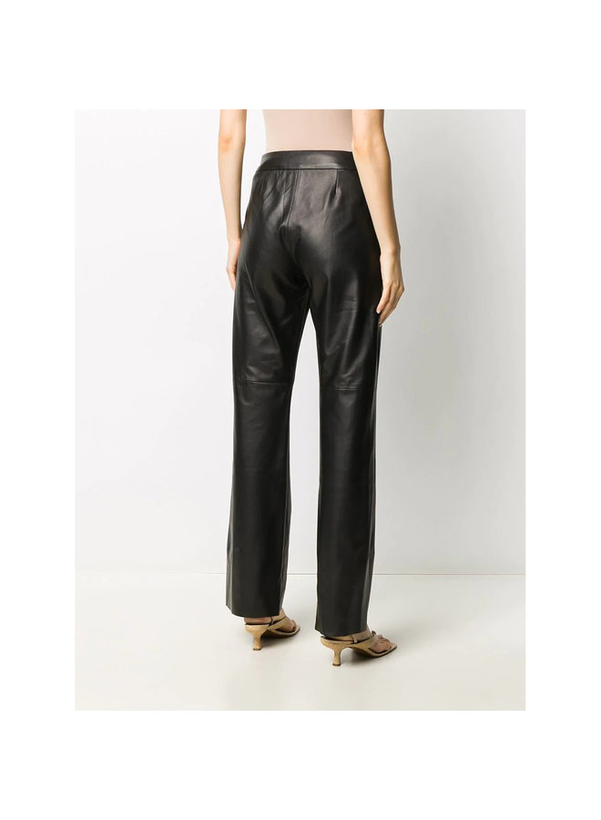 Straight Leg Pants in Leather in Black
