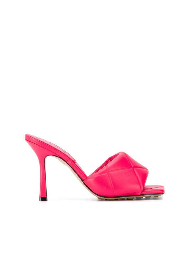 Intrecciato Padded High Heel Mules in Leather in Lollipop