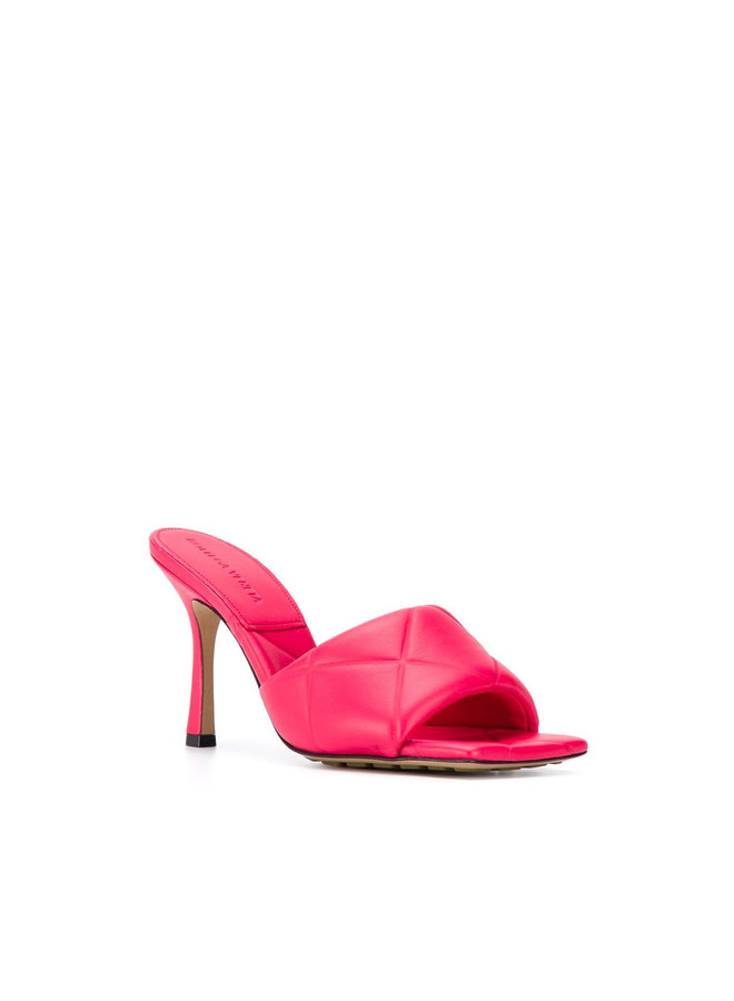 Intrecciato Padded High Heel Mules in Leather in Lollipop