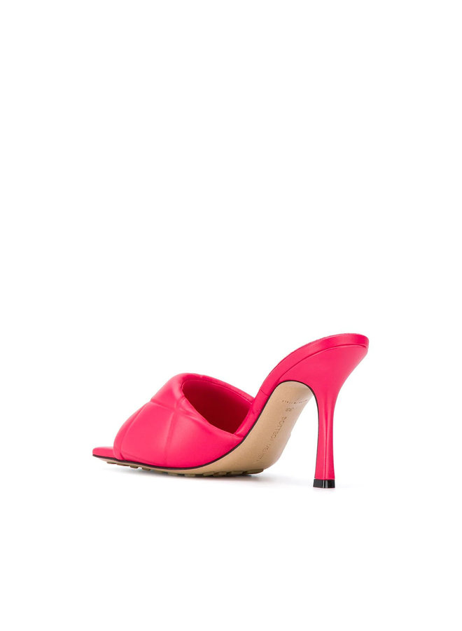 Intrecciato Padded High Heel Mules in Leather in Lollipop