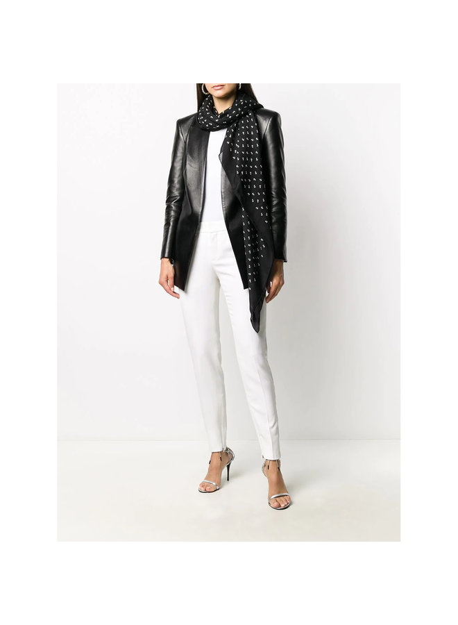 Anchor Printed Scarf in Wool in Black/Ivory