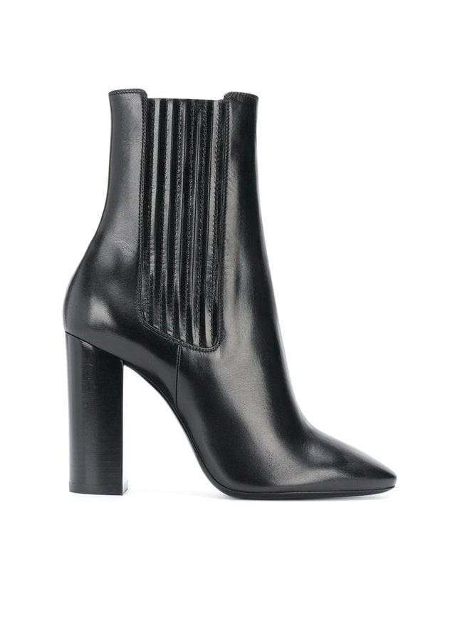 Mica High Heel Ankle Boot in Leather in Black