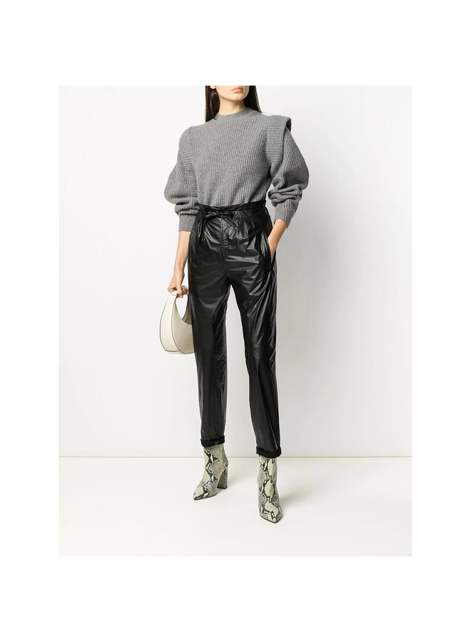 High Tie Waist Pants in Black