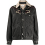 Embroidered Denim Jacket in Cotton in Faded Black