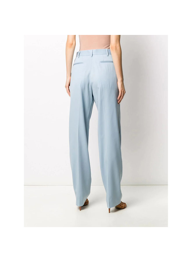 High Waisted Straight Leg Pants in Wool in Angel Blue