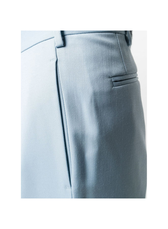 High Waisted Straight Leg Pants in Wool in Angel Blue