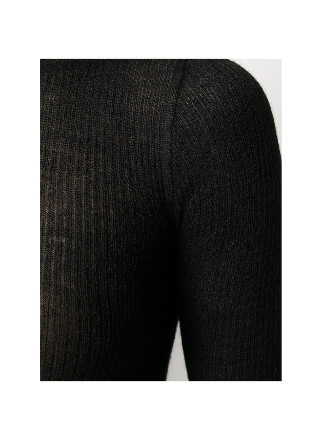 Crew Neck Knitwear Jumper in Wool-Mohair in Black