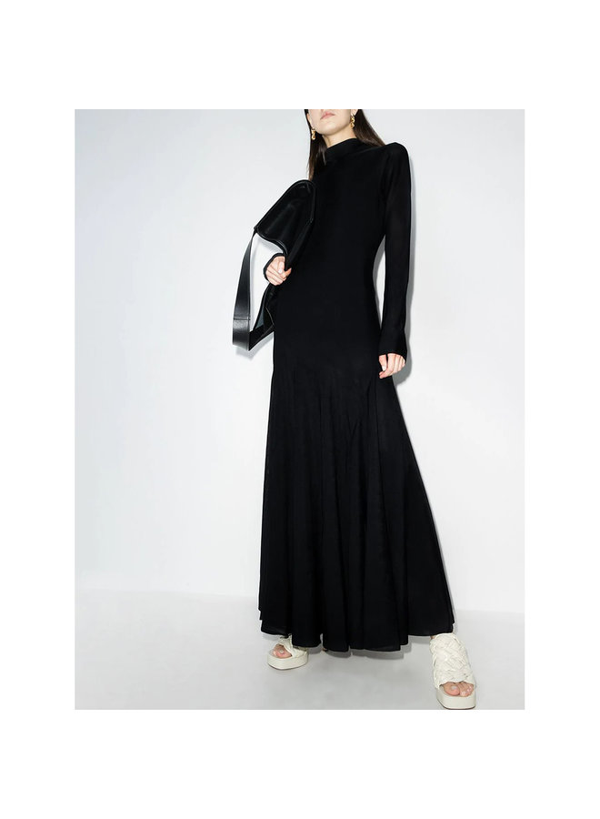 Long Turtleneck Fluid Dress in Black
