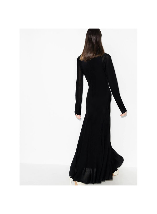 Long Turtleneck Fluid Dress in Black